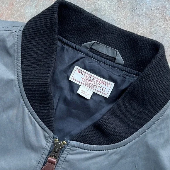 Wallace & Barnes Mens Gray Nylon Cotton MA-1 Military Bomber Jacket XL Talon Zip - Picture 2 of 11